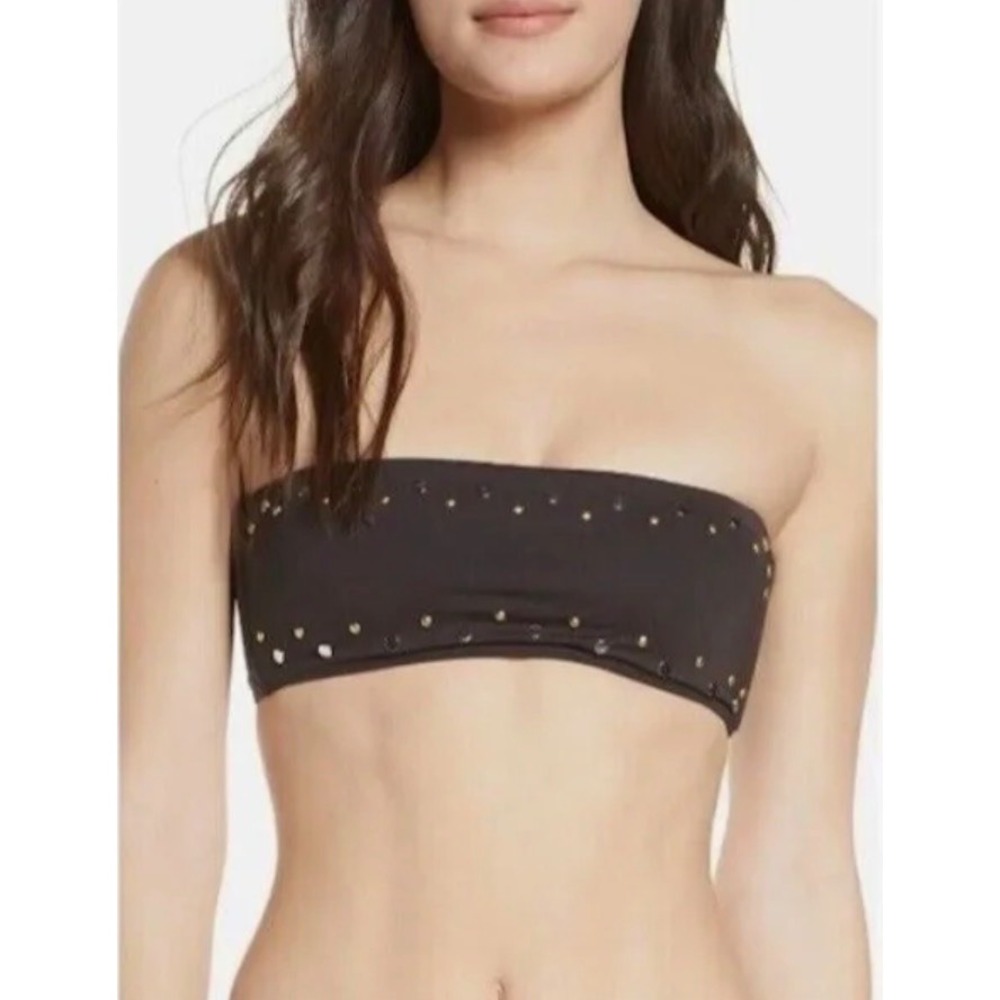 Dolce Vita Studded Bandeau Bikini Top Black Strapless Swim DVSS120359 Small